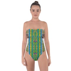 Rainbows Rain In The Golden Mangrove Forest Tie Back One Piece Swimsuit by pepitasart