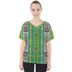 Rainbows Rain In The Golden Mangrove Forest V-neck Dolman Drape Top by pepitasart