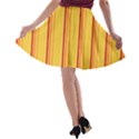 Red Orange Lines Back Yellow A-line Skater Skirt View2