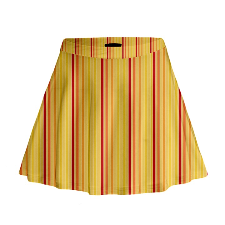 Red Orange Lines Back Yellow Mini Flare Skirt