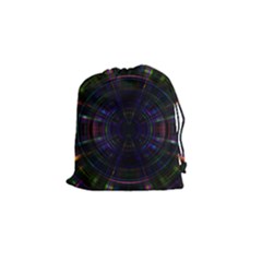 Psychic Color Circle Abstract Dark Rainbow Pattern Wallpaper Drawstring Pouches (small) 