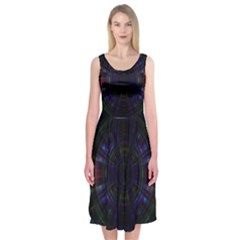 Psychic Color Circle Abstract Dark Rainbow Pattern Wallpaper Midi Sleeveless Dress by Mariart