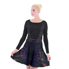 Psychic Color Circle Abstract Dark Rainbow Pattern Wallpaper Suspender Skater Skirt