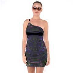 Psychic Color Circle Abstract Dark Rainbow Pattern Wallpaper One Soulder Bodycon Dress by Mariart