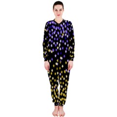 Space Star Light Gold Blue Beauty Onepiece Jumpsuit (ladies)  by Mariart