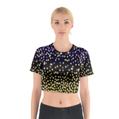 Space Star Light Gold Blue Beauty Cotton Crop Top by Mariart