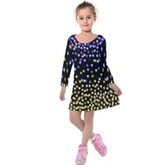 Space Star Light Gold Blue Beauty Kids  Long Sleeve Velvet Dress by Mariart