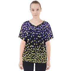 Space Star Light Gold Blue Beauty V-neck Dolman Drape Top