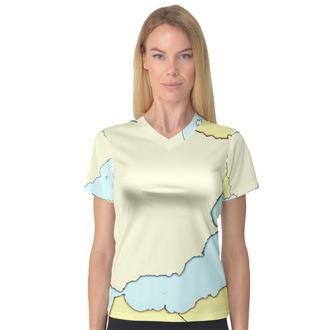 Spain Map Modern V-neck Sport Mesh Tee by Mariart