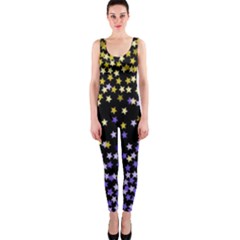 Space Star Light Gold Blue Beauty Black Onepiece Catsuit by Mariart