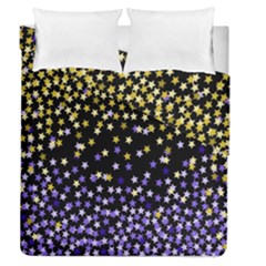 Space Star Light Gold Blue Beauty Black Duvet Cover Double Side (queen Size) by Mariart