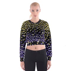 Space Star Light Gold Blue Beauty Black Cropped Sweatshirt by Mariart