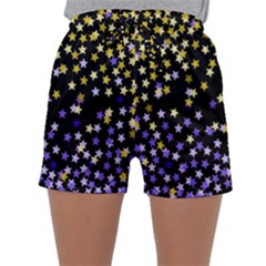 Space Star Light Gold Blue Beauty Black Sleepwear Shorts by Mariart