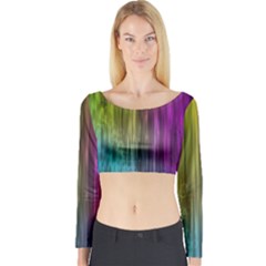 Rainbow Bubble Curtains Motion Background Space Long Sleeve Crop Top by Mariart