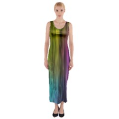 Rainbow Bubble Curtains Motion Background Space Fitted Maxi Dress by Mariart