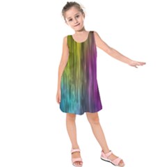 Rainbow Bubble Curtains Motion Background Space Kids  Sleeveless Dress by Mariart