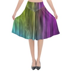 Rainbow Bubble Curtains Motion Background Space Flared Midi Skirt