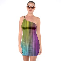 Rainbow Bubble Curtains Motion Background Space One Soulder Bodycon Dress by Mariart