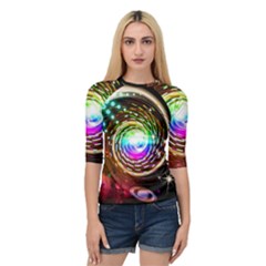 Space Star Planet Light Galaxy Moon Quarter Sleeve Raglan Tee