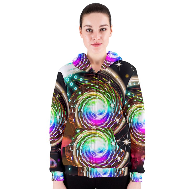 Space Star Planet Light Galaxy Moon Women s Zipper Hoodie