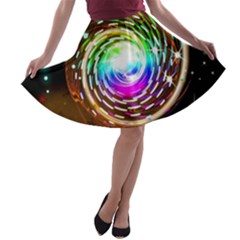 Space Star Planet Light Galaxy Moon A-line Skater Skirt by Mariart