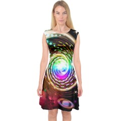 Space Star Planet Light Galaxy Moon Capsleeve Midi Dress