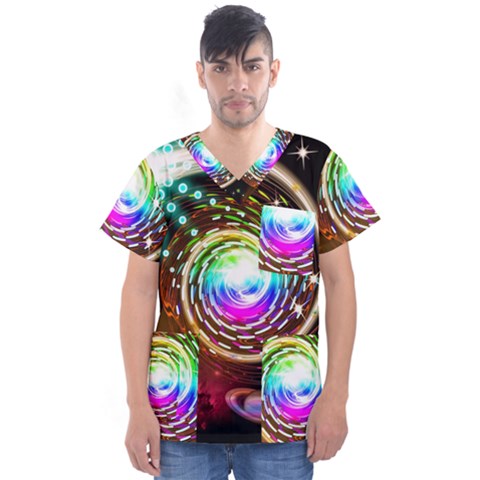 Space Star Planet Light Galaxy Moon Men s V-neck Scrub Top by Mariart