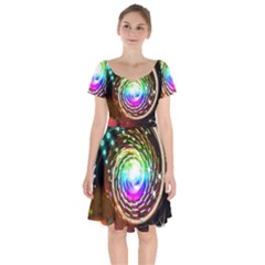 Space Star Planet Light Galaxy Moon Short Sleeve Bardot Dress