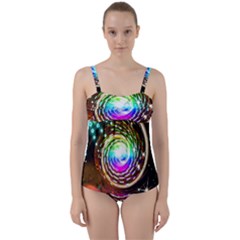 Space Star Planet Light Galaxy Moon Twist Front Tankini Set