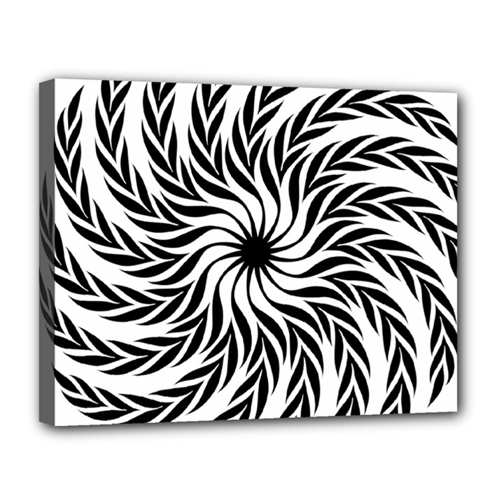 Spiral Leafy Black Floral Flower Star Hole Canvas 14  x 11 