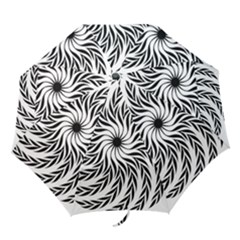 Spiral Leafy Black Floral Flower Star Hole Folding Umbrellas by Mariart