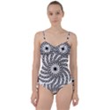 Spiral Leafy Black Floral Flower Star Hole Sweetheart Tankini Set View1