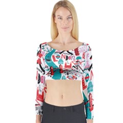 London Illustration City Long Sleeve Crop Top