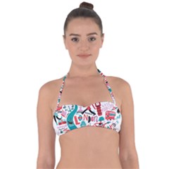 London Illustration City Halter Bandeau Bikini Top