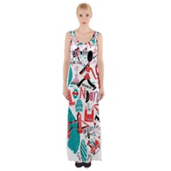 London Illustration City Maxi Thigh Split Dress by Mariart