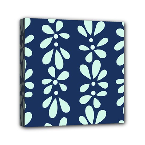 Star Flower Floral Blue Beauty Polka Mini Canvas 6  X 6 