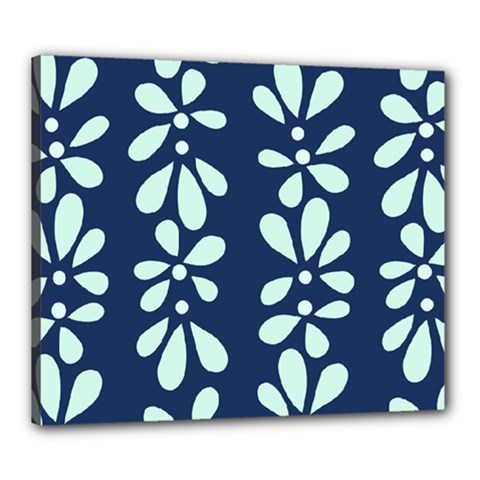 Star Flower Floral Blue Beauty Polka Canvas 24  X 20 