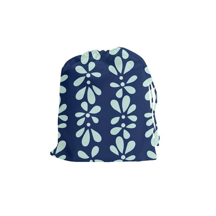 Star Flower Floral Blue Beauty Polka Drawstring Pouches (Medium) 