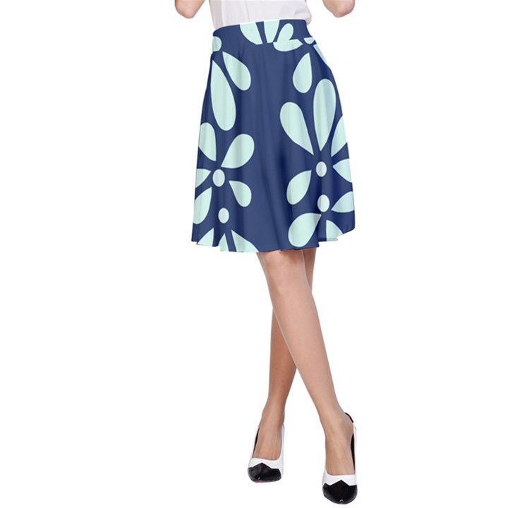 Star Flower Floral Blue Beauty Polka A-Line Skirt