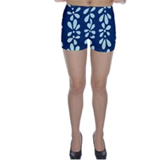 Star Flower Floral Blue Beauty Polka Skinny Shorts by Mariart