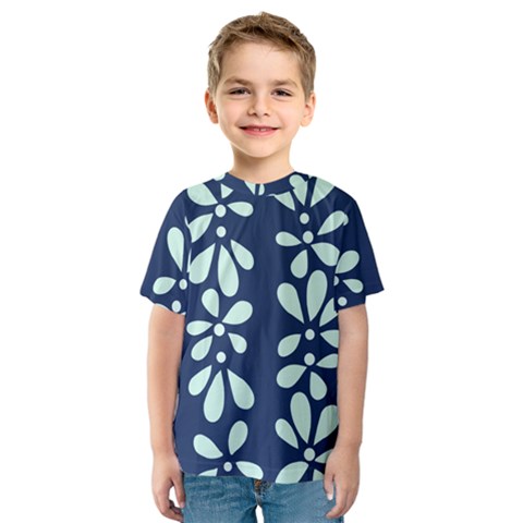 Star Flower Floral Blue Beauty Polka Kids  Sport Mesh Tee by Mariart