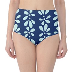 Star Flower Floral Blue Beauty Polka High-waist Bikini Bottoms by Mariart