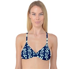 Star Flower Floral Blue Beauty Polka Reversible Tri Bikini Top by Mariart