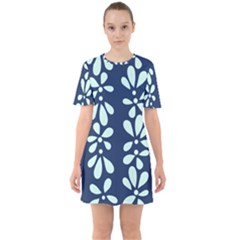 Star Flower Floral Blue Beauty Polka Mini Dress by Mariart