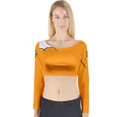 Star Line Orange Green Simple Beauty Cute Long Sleeve Crop Top by Mariart