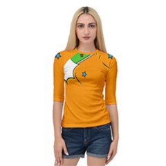 Star Line Orange Green Simple Beauty Cute Quarter Sleeve Raglan Tee