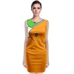 Star Line Orange Green Simple Beauty Cute Classic Sleeveless Midi Dress