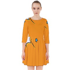 Star Line Orange Green Simple Beauty Cute Smock Dress