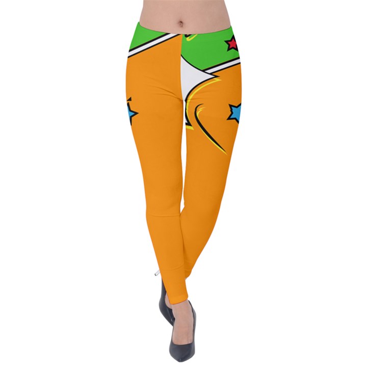 Star Line Orange Green Simple Beauty Cute Velvet Leggings