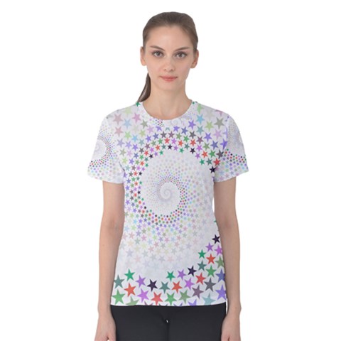 Prismatic Stars Whirlpool Circlr Rainbow Women s Cotton Tee by Mariart